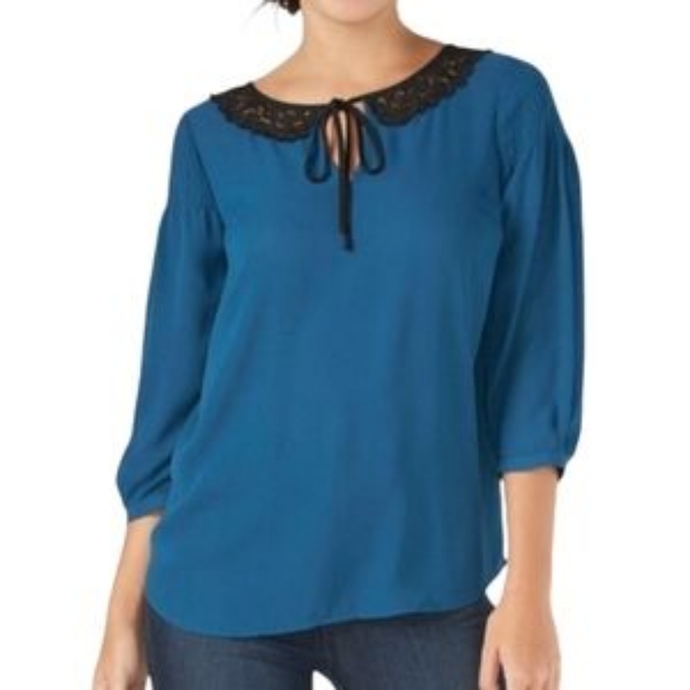❤️B2G1 Disney By Lauren Conrad Women's S 3/4 Sleeve Buttons Bown Back